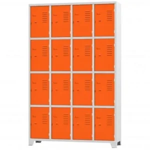 Roupeiro de Aço Com 16 Portas Laranja