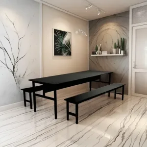  Conjunto Mesa para Refeitório 10 Lugares com Bancos Separado
