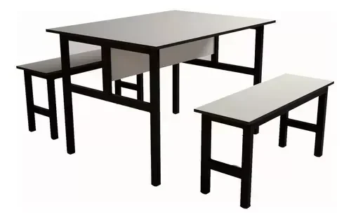 Conjunto Mesa para Refeitório 4 Lugares com Bancos Separado