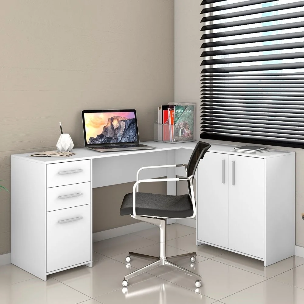 Mesa em L armário credenza