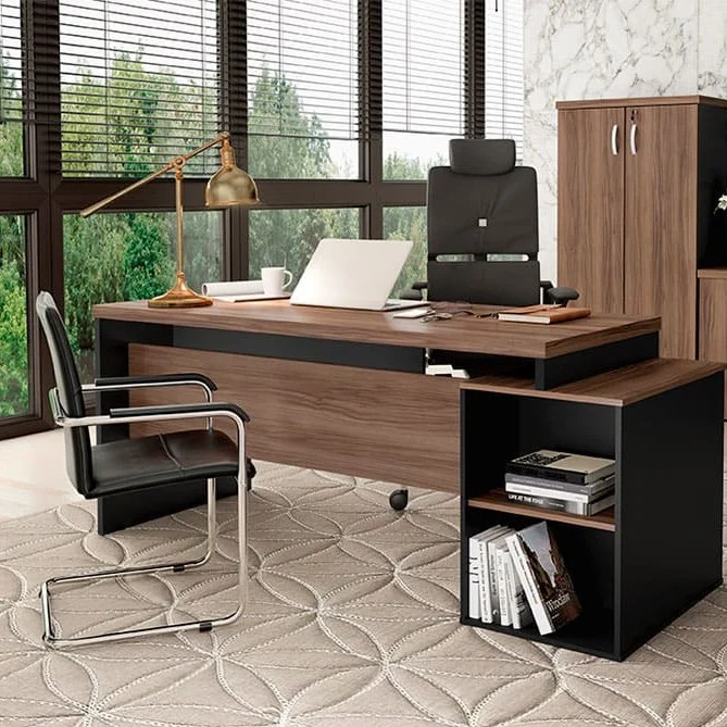 Mesa Reta Pedestal Com 3 gavetas